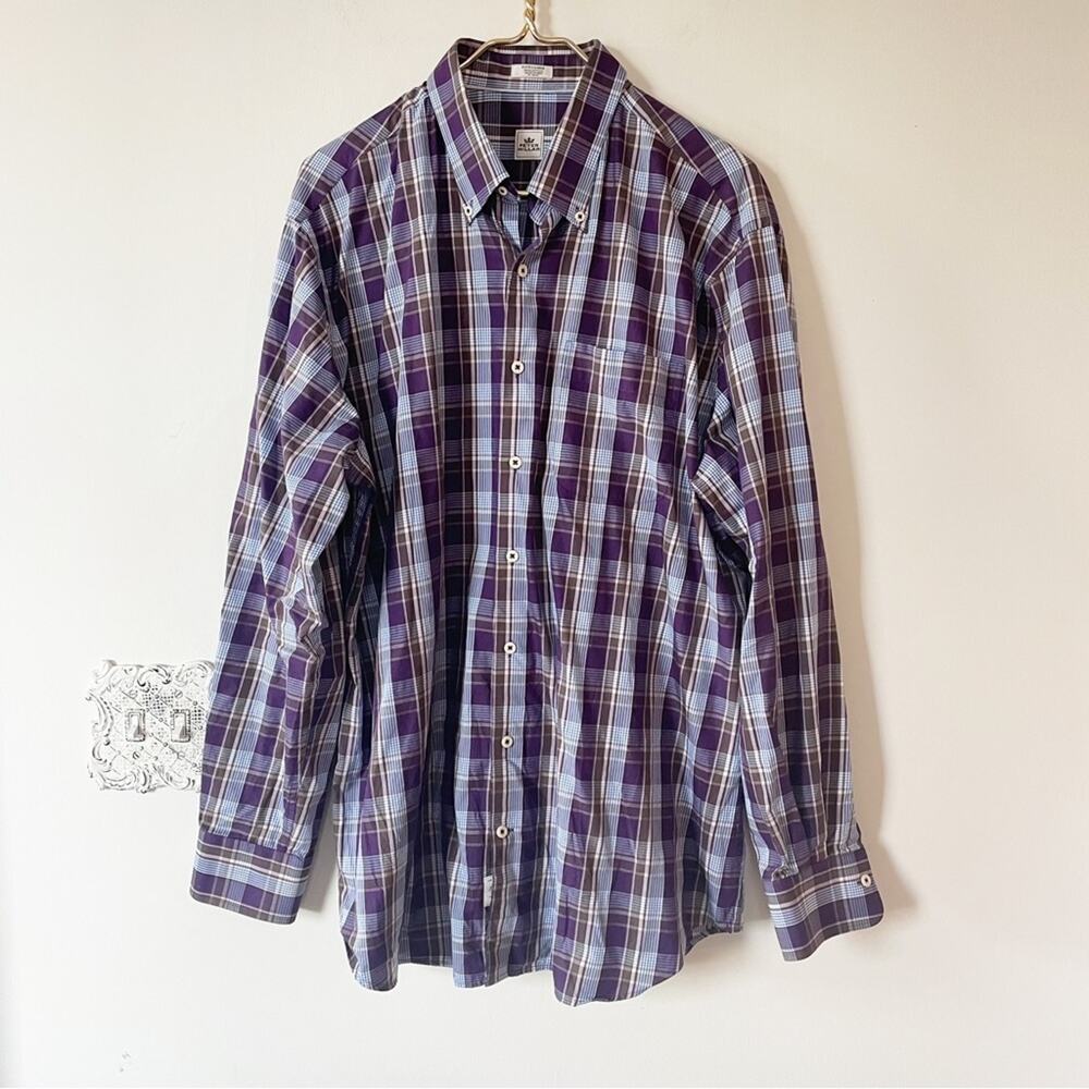 Peter Millar Purple Plaid Button Down Shirt XL - Picture 3 of 6
